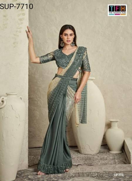 Green Colour Super Star 2 By TFH Fancy Party Wear Designer Saree Exporters In India SUP-7710