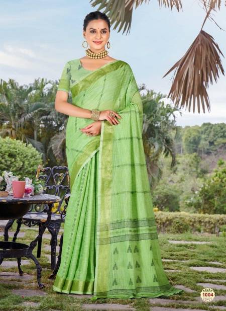 Green Colour Suprabhat By Bunawat Cotton Daily Wear Sarees Wholesale Price In Surat 1004