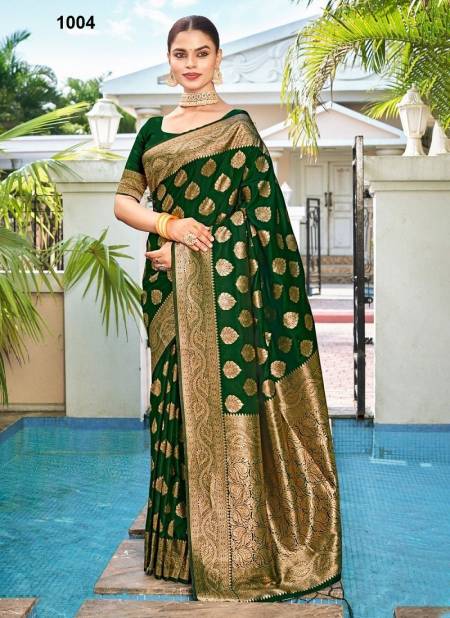 Green Colour Surjyoti Vol 2 By Bunawat Festive Designer Silk Sarees Wholesale In Delhi 1004