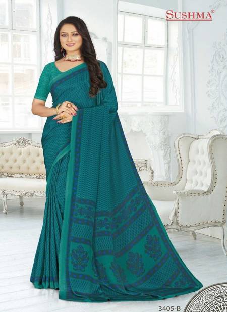 Green Colour Sushma Set 34 Dailywear Saree Catalog 3405 B