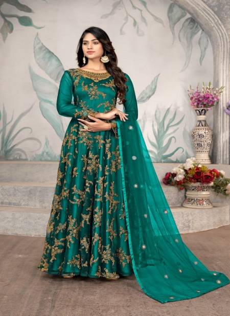 Green Colour Swagat 655 Colors Gown Catalog 655 b