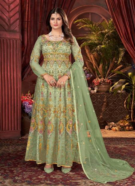 Green Colour Swagat 677 Colors Gown Catalog 667 A