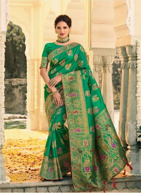 Green Colour Swarovski Silk By Pankh Designer Silk Saree Catalog 2209