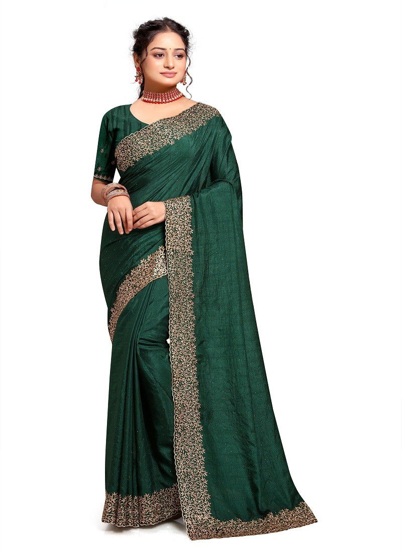 Green Colour Sweety By Nari Fashion Desginer Art Silk Saree Exporters In India 7815