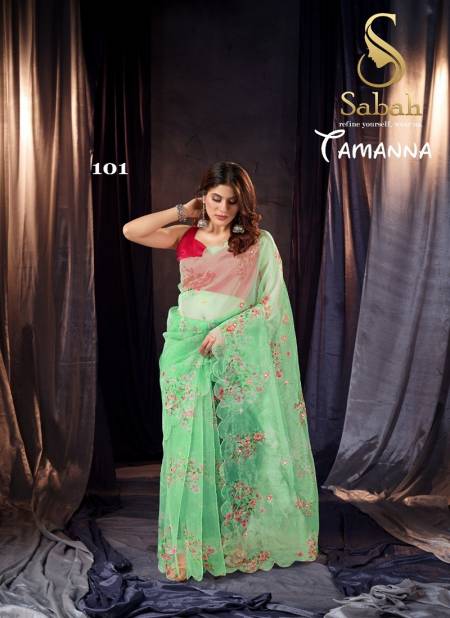 Green Colour Tamanna By FK Fashion Printed Saree Catalog 101