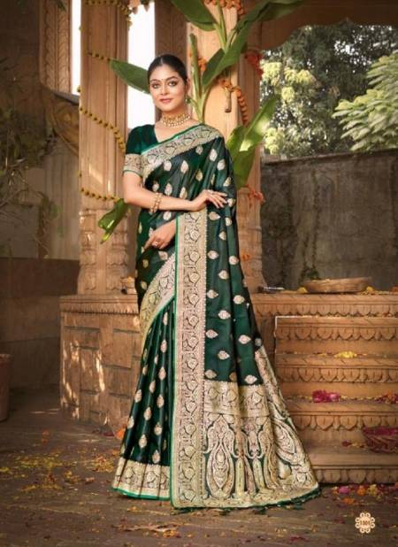 Green Colour Taramani (Satan) By Bunawat Satin Silk Sarees Wholesale Shop In Surat 1005