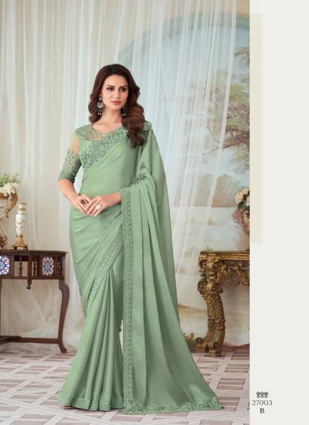 Green Colour Tfh Glorious Silk Party Wear Saree Catalog 27003 B Catalog