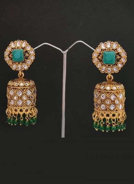 Green Colour Traditional Wear Designer 150 To 161 Earrings Catalog 151