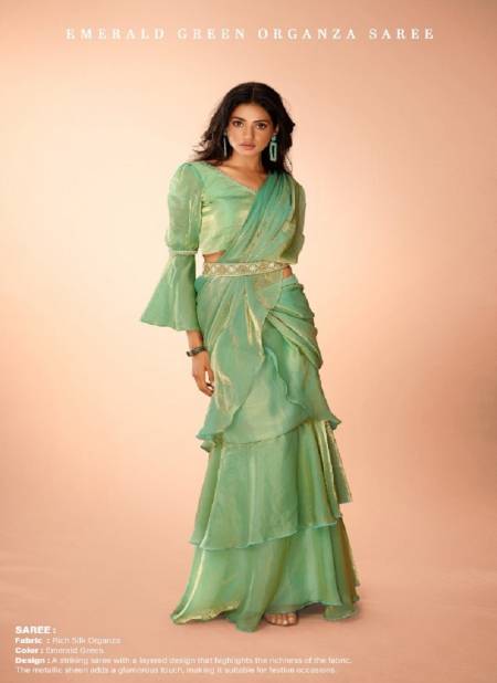 Green Colour Traditions In Organza By Arya Designs Wholesale Saree In India DRS39