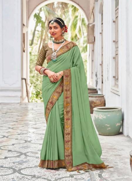 Green Colour Triya By Right Women Wedding Sarees Catalog 1001
