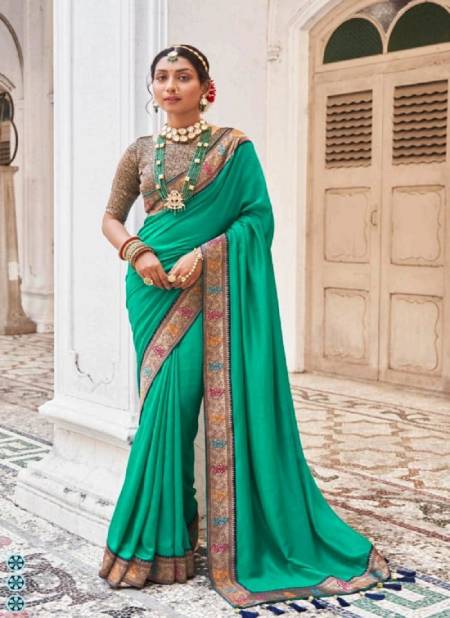 Green Colour Triya By Right Women Wedding Sarees Catalog 1004