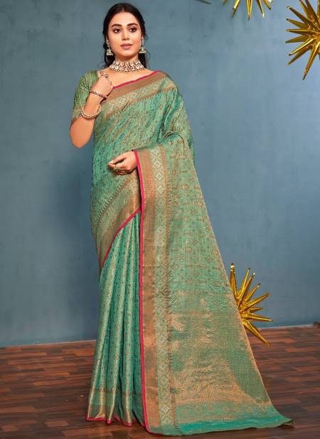 Green Colour Unique Silk Sangam Colors Wholesale Banarasi Silk Sarees Catalog 2975