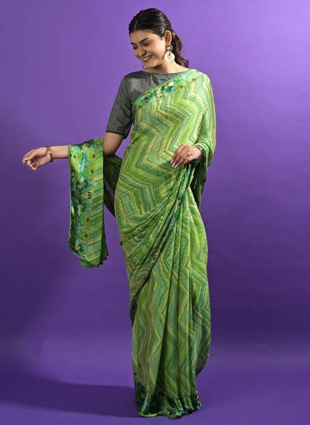 Green Colour Vasansi Printed Wholesale Daily Wear Sarees 6607
