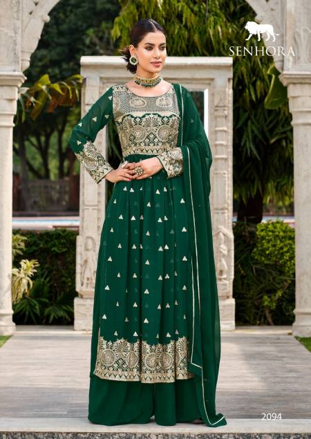 Green Colour Vedika By Senhora Sharara Wedding Salwar Suit Catalog 2094