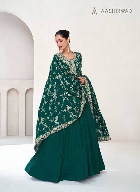 Green Colour Veronica By Aashirwad Premium Silk Readymade Suits Wholesale Shop In Surat 10010