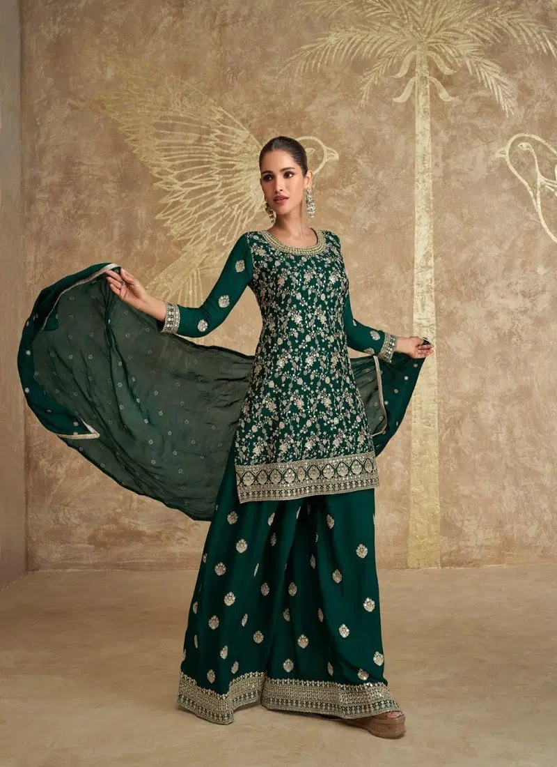 Green Colour Vihani By Sayuri Designer Chinon Silk Readymade Suits Wholesale Price In Surat 5612