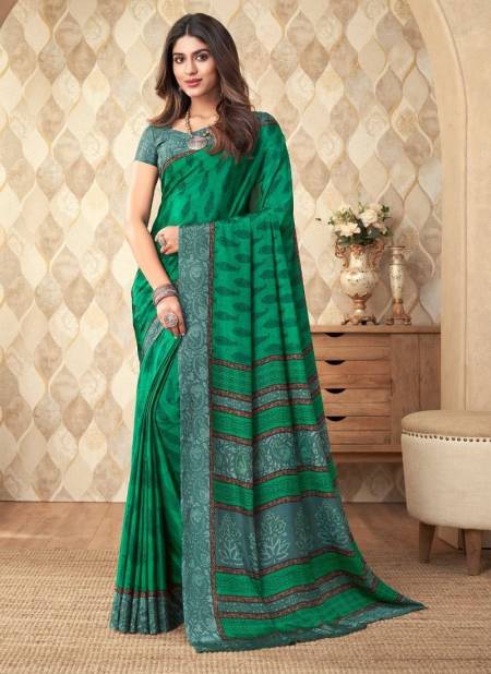 Green Colour Vivanta Silk 20th Edition By Ruchi Printed Saree Catalog 23101 D