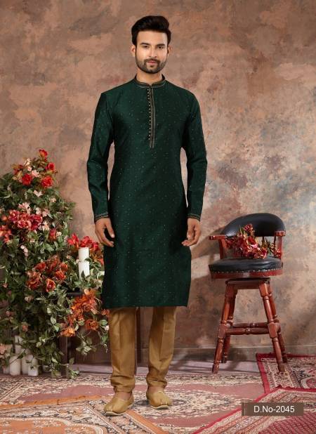 Green Colour Vol 10 Function Wear Mens Kurta Pajama Exporters In India 2045