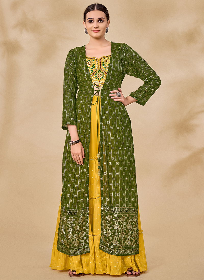 Green Colour Volume 41 Designer Function Wear Wholesale Sharara Suits 27001