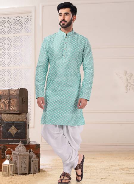 Green Colour Wedding Wear Mens Exclusive Wholesale kurta pajama Catalog 1798