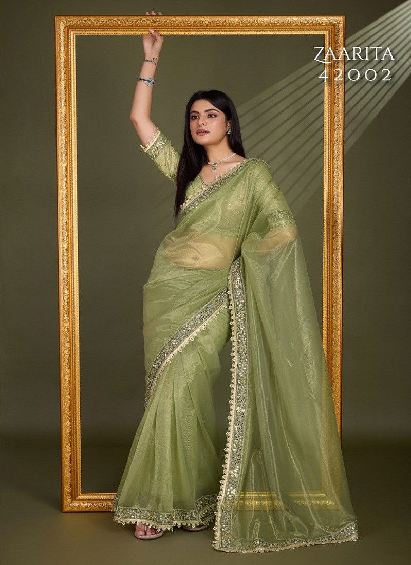 Green Colour Zaarita By Sethnic Fancy Designer Wholesale Saree Suppliers In Mumbai 42002