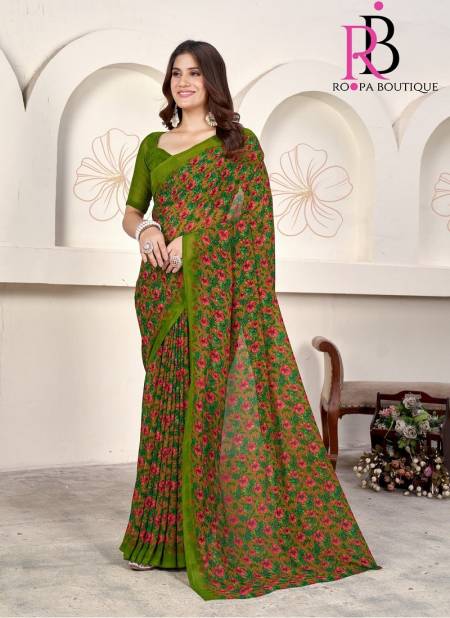 Green Colour Zeeya Radhika Vol 4 By Roopa Weight Less Printed Daily Wear Sarees Manufacturers 116