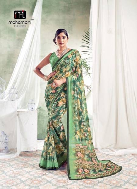 Green Colours By Mahamani Creation Daily Wear Printed Heavy waitless Saree Orders in India 1005