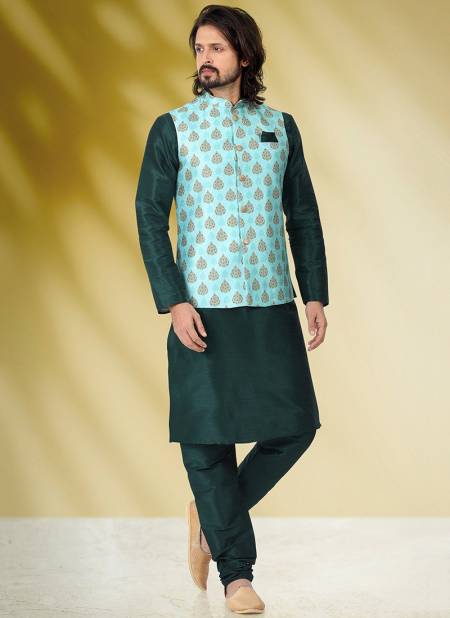 Green Ethnic Wear Wholesale Kurta Pajama With Jacket Catalog 1822