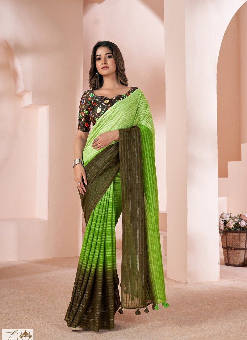 Green Grassy By Sr Linen Printed Daily Wear Saree Wholesale Price In Surat