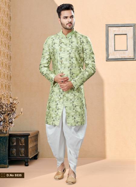 Green Gray Colour Vol 14 Wedding Wear Mens Dhoti Sherwani Orders In India 5535