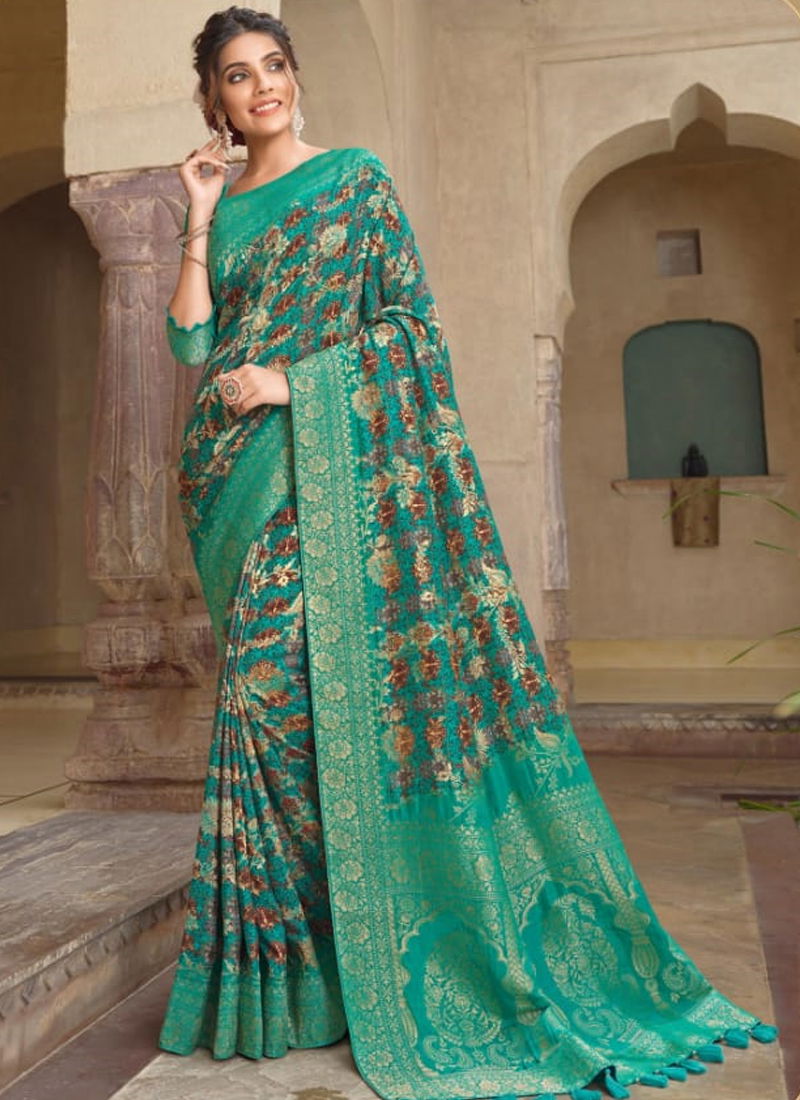 Green Jabira By Joh Rivaj Silk Saree Catalog 29006