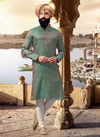 Green Jacquard Kurta 12913
