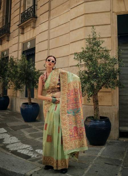 Green Khadija Silk By Rajtex Silk Kashmiri Pallu Designer Saree Catalog 343003