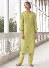 Saanjh Omtex Linen Cotton Partywear Handwork Kurti comes with Plazzo Collection