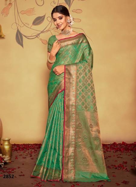 Green Manikarnika Sangam Festive Wear Wholesale Banarasi Silk Sarees Catalog 2852