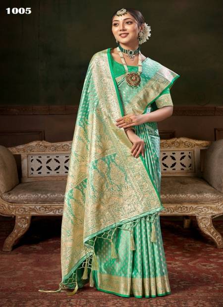 Green Manpasand By Sangam Banarasi Silk Designer Saree Catalog 1005