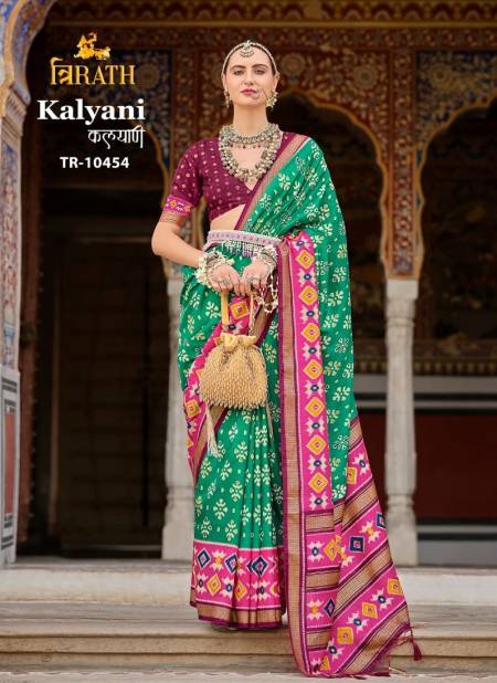 Green Multi Colour Kalyani By Trirath Sigma Silk Wedding Wear Saree Exporters In India TR-10454