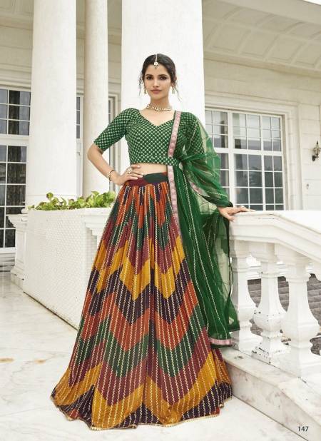 Green Multi Colour Kiasha By Shreematee Fox Georgette Digital Printed Ocassion Lehenga Choli Suppliers In India 147