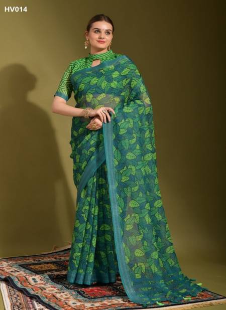 Green Multi Colour Linen Jumka Vol 2 By Fashion Berry Printed Sarees Exporters In India HV014