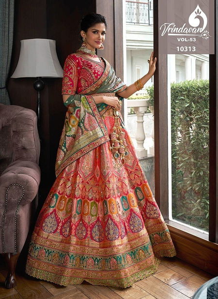 Royal Vrindavan Vol 53 Banarasi Silk Bridal Lehenga Choli Orders In India Catalog