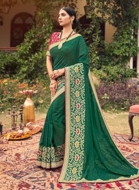 Green Purple Colour Advika Ethnic Wear Wholesale Designer Saree Catalog 4709