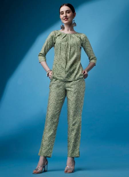 Green Raisin Womens's Cotton Printed Cord Set Western Catalog OLCOD0016