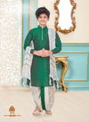 Green Readymade Kids Dhoti Kurta Dupion Silk 1914