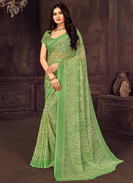 Green Ruchi Star Chiffon 73 Edition Regular Wear Wholesale Printed Sarees 15702-D