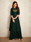 Green Traditional Party Wear Viscos Silk Embroidery Work Designer Kurtis With Palazzo 404