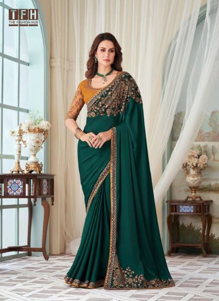Green Silverscreen 17th Edition By Tfh Glass Silk Party wear Saree Catalog 27017