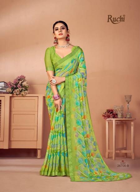 Green Simaya 20th Edition By Ruchi Chiffon Saree Catalog 26706 B