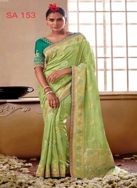 Green Sindhuri By Kimora Meenakari Silk Designer Wedding Saree Catalog SA 153