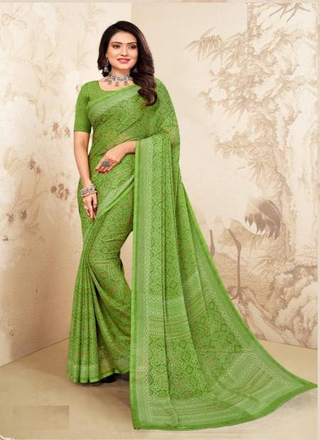 Green Star Chiffon 97th Edition By Ruchi Daily Wear Saree Catalog 22102 D