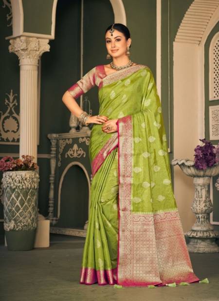 Green Trisha Royal By Pankh Tissue Silk Designer Saree Catalog 7907